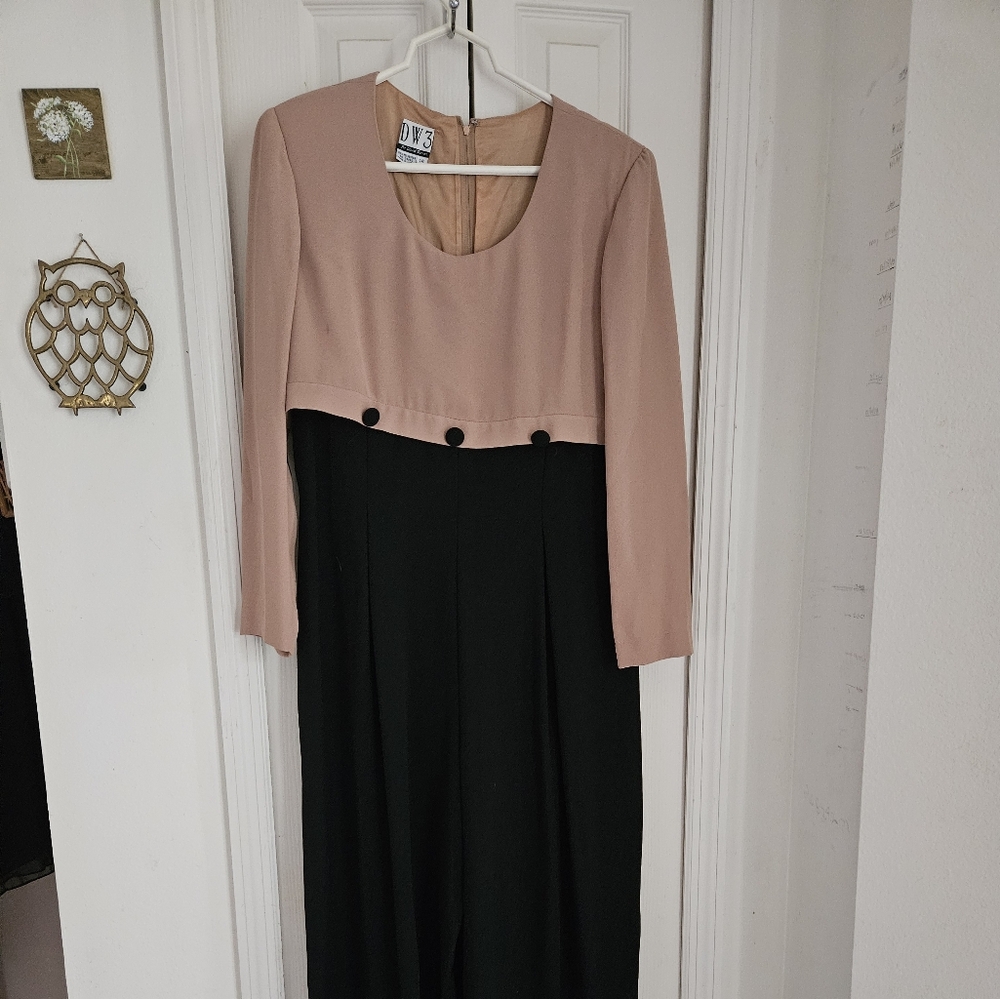 Vtg Black/Tan Pantsuit